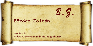 Böröcz Zoltán névjegykártya